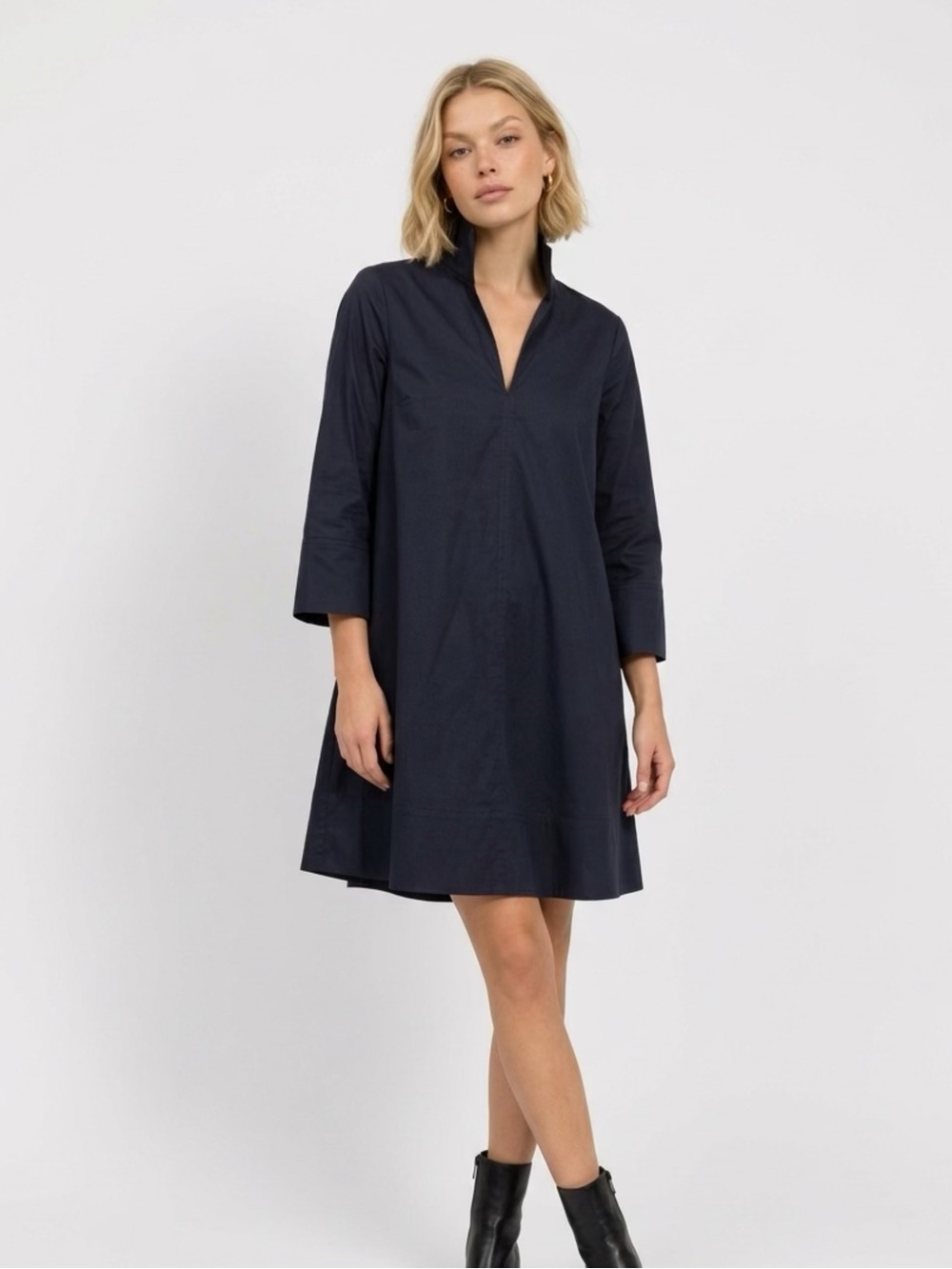 COS Navy Mini A-Line Dress with V-Notch